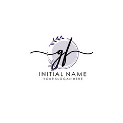 GF Luxury initial handwriting logo with flower template, logo for beauty, fashion, wedding, photography