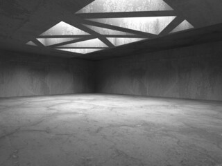 Dark Concrete Wall Architecture. Empty Room