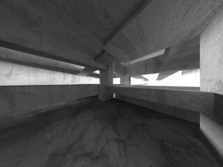 Dark Concrete Wall Architecture. Empty Room