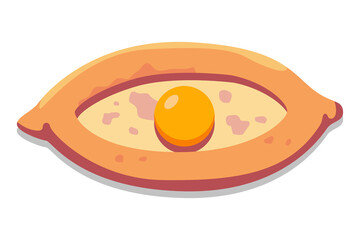 Khachapuri georgian traditional food vector cartoon illustration isolated on a white background.