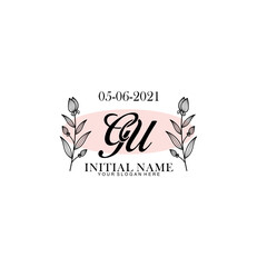 GU Initial letter handwriting and signature logo. Beauty vector initial logo .Fashion  boutique  floral and botanical
