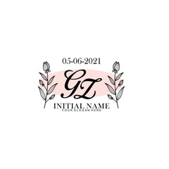 GZ Initial letter handwriting and signature logo. Beauty vector initial logo .Fashion  boutique  floral and botanical