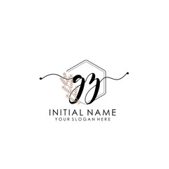 GZ Luxury initial handwriting logo with flower template, logo for beauty, fashion, wedding, photography