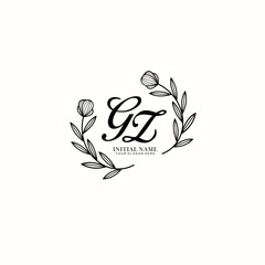 GZ Initial letter handwriting and signature logo. Beauty vector initial logo .Fashion  boutique  floral and botanical