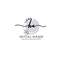 HA Luxury initial handwriting logo with flower template, logo for beauty, fashion, wedding, photography