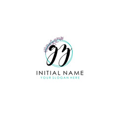 GZ Initial letter handwriting and signature logo. Beauty vector initial logo .Fashion  boutique  floral and botanical