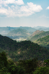 beautiful blue sky high peak mountains guiding for backpacker camping waterfall at
Wildlife Khao Yai National Park, Nakhon Ratchasima, Saraburi, Prachinburi, Thailand.