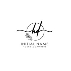 HD Luxury initial handwriting logo with flower template, logo for beauty, fashion, wedding, photography