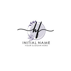 HF Luxury initial handwriting logo with flower template, logo for beauty, fashion, wedding, photography