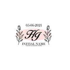 HI Initial letter handwriting and signature logo. Beauty vector initial logo .Fashion  boutique  floral and botanical