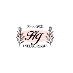 HJ Initial letter handwriting and signature logo. Beauty vector initial logo .Fashion  boutique  floral and botanical