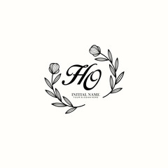 HO Initial letter handwriting and signature logo. Beauty vector initial logo .Fashion  boutique  floral and botanical