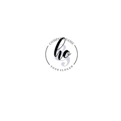 HO Initial letter handwriting and signature logo. Beauty vector initial logo .Fashion  boutique  floral and botanical