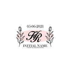 HR Initial letter handwriting and signature logo. Beauty vector initial logo .Fashion  boutique  floral and botanical