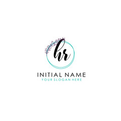 HR Initial letter handwriting and signature logo. Beauty vector initial logo .Fashion  boutique  floral and botanical