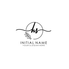 HS Luxury initial handwriting logo with flower template, logo for beauty, fashion, wedding, photography