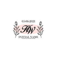 HW Initial letter handwriting and signature logo. Beauty vector initial logo .Fashion  boutique  floral and botanical