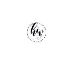 HW Initial letter handwriting and signature logo. Beauty vector initial logo .Fashion  boutique  floral and botanical