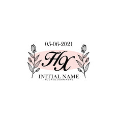 HX Initial letter handwriting and signature logo. Beauty vector initial logo .Fashion  boutique  floral and botanical