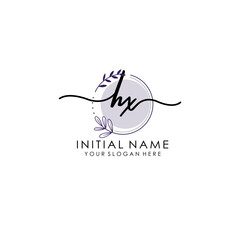 HX Luxury initial handwriting logo with flower template, logo for beauty, fashion, wedding, photography