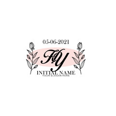 HY Initial letter handwriting and signature logo. Beauty vector initial logo .Fashion  boutique  floral and botanical