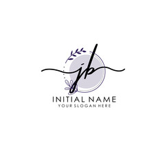 JB Luxury initial handwriting logo with flower template, logo for beauty, fashion, wedding, photography
