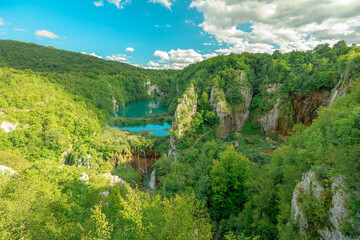 Korana lake viewpoint the Plitvice Lakes National Park of Croatia in Lika region over Novakovica...