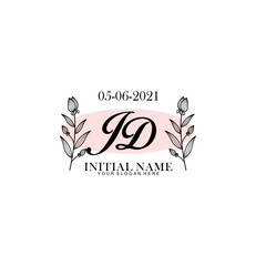 JD Initial letter handwriting and signature logo. Beauty vector initial logo .Fashion  boutique  floral and botanical