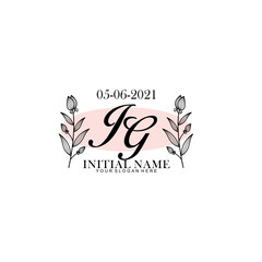 JG Initial letter handwriting and signature logo. Beauty vector initial logo .Fashion  boutique  floral and botanical
