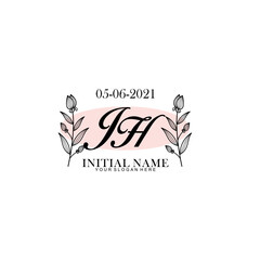 JH Initial letter handwriting and signature logo. Beauty vector initial logo .Fashion  boutique  floral and botanical