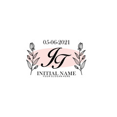 JT Initial letter handwriting and signature logo. Beauty vector initial logo .Fashion  boutique  floral and botanical