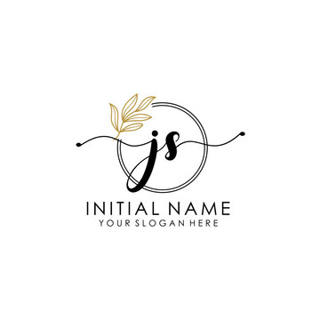 JS Luxury initial handwriting logo with flower template, logo for beauty, fashion, wedding, photography