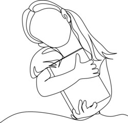 continuous one line drawing of child read book minimalist vector illustration. Back to school theme.
