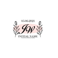 JW Initial letter handwriting and signature logo. Beauty vector initial logo .Fashion  boutique  floral and botanical