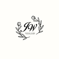 JW Initial letter handwriting and signature logo. Beauty vector initial logo .Fashion  boutique  floral and botanical
