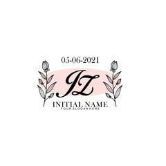 JZ Initial letter handwriting and signature logo. Beauty vector initial logo .Fashion  boutique  floral and botanical