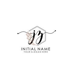 JZ Luxury initial handwriting logo with flower template, logo for beauty, fashion, wedding, photography
