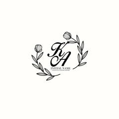 KA Initial letter handwriting and signature logo. Beauty vector initial logo .Fashion  boutique  floral and botanical