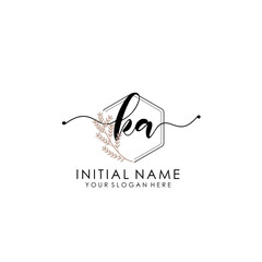 KA Luxury initial handwriting logo with flower template, logo for beauty, fashion, wedding, photography