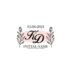 KD Initial letter handwriting and signature logo. Beauty vector initial logo .Fashion  boutique  floral and botanical