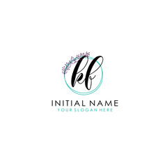 KF Initial letter handwriting and signature logo. Beauty vector initial logo .Fashion  boutique  floral and botanical