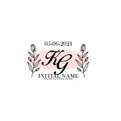 KG Initial letter handwriting and signature logo. Beauty vector initial logo .Fashion  boutique  floral and botanical