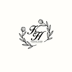 KH Initial letter handwriting and signature logo. Beauty vector initial logo .Fashion  boutique  floral and botanical