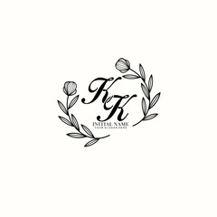 KK Initial letter handwriting and signature logo. Beauty vector initial logo .Fashion  boutique  floral and botanical