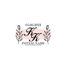 KK Initial letter handwriting and signature logo. Beauty vector initial logo .Fashion  boutique  floral and botanical