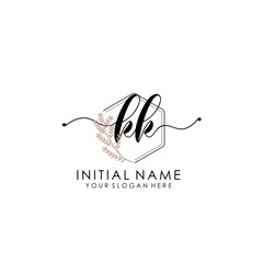 KK Luxury initial handwriting logo with flower template, logo for beauty, fashion, wedding, photography