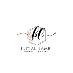 KL Luxury initial handwriting logo with flower template, logo for beauty, fashion, wedding, photography