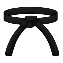 Karate belt black color isolated on white background. Icon of Japanese martial © Purple_Lamp
