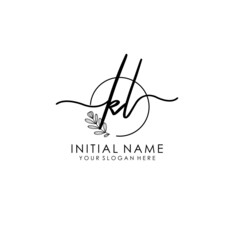 KL Luxury initial handwriting logo with flower template, logo for beauty, fashion, wedding, photography