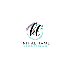 KL Initial letter handwriting and signature logo. Beauty vector initial logo .Fashion  boutique  floral and botanical